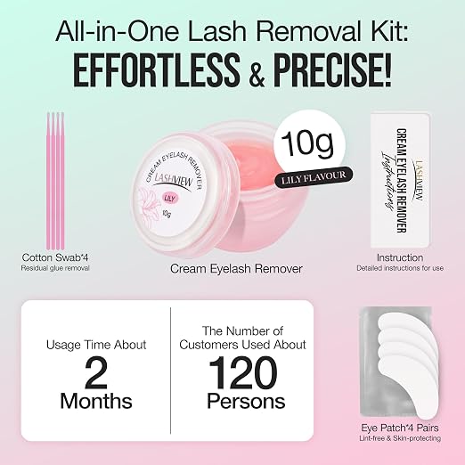 LASHVIEW Eyelash Extension Remover Cream Gentle Lily Formula, Lash Removal Kit