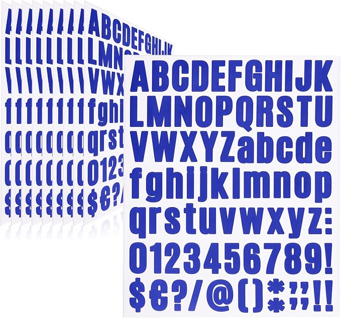 Letter Stickers, Mailbox Numbers, 1 Inch Waterproof Vinyl Alphabet | 1 Inch Blue