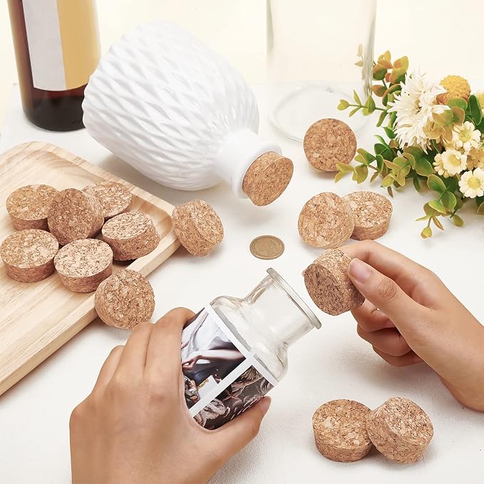 BENECREAT Wooden Cork Bottle Stoppers, 1.7" Diameter, Soft Wood Replacement