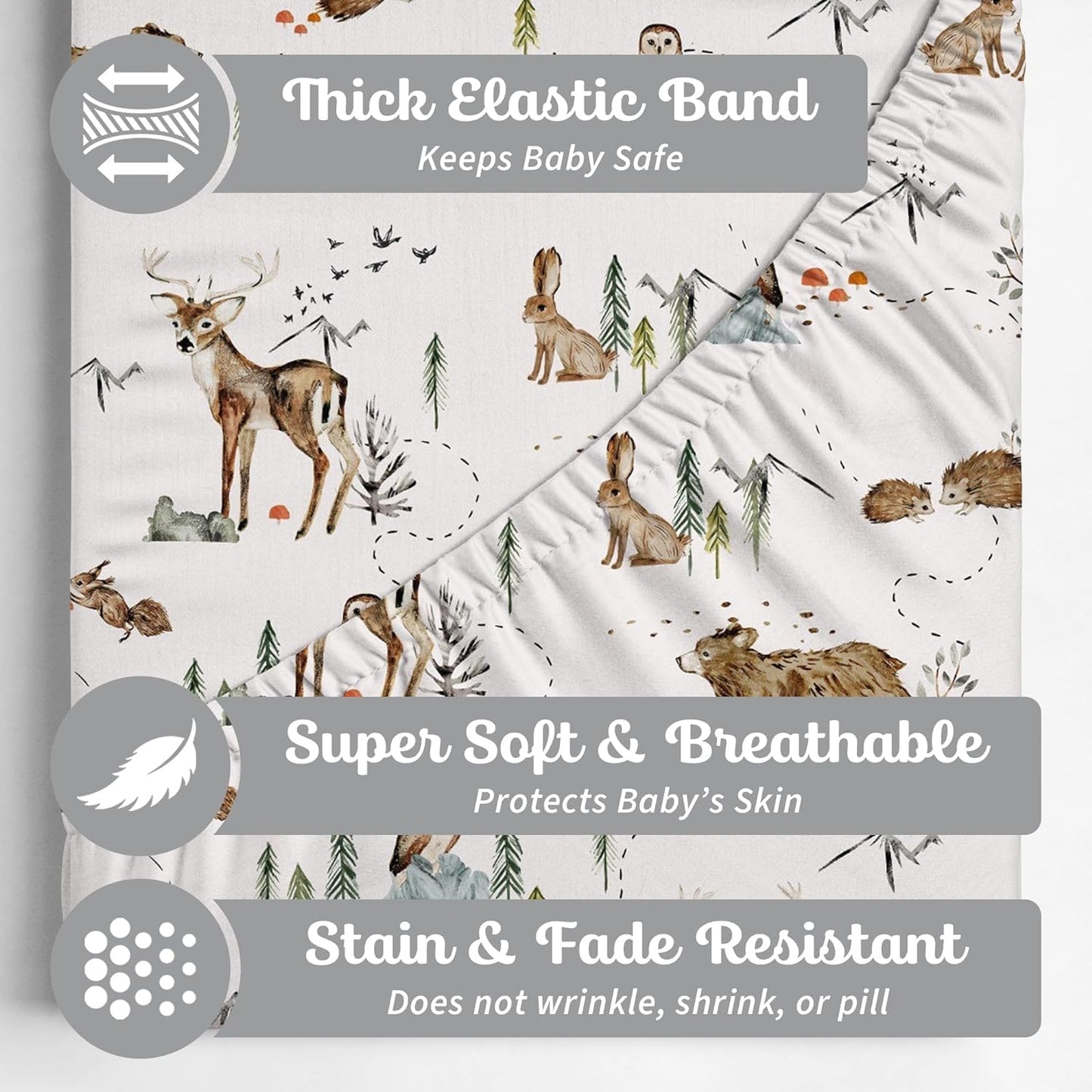 Baby Changing Pad Cover 2-Pack for Boys, Girls (Magic Forest) - Premium Fitted Sheets Baby Diaper Changing Table Cover - Buttery Soft Cotton Blend