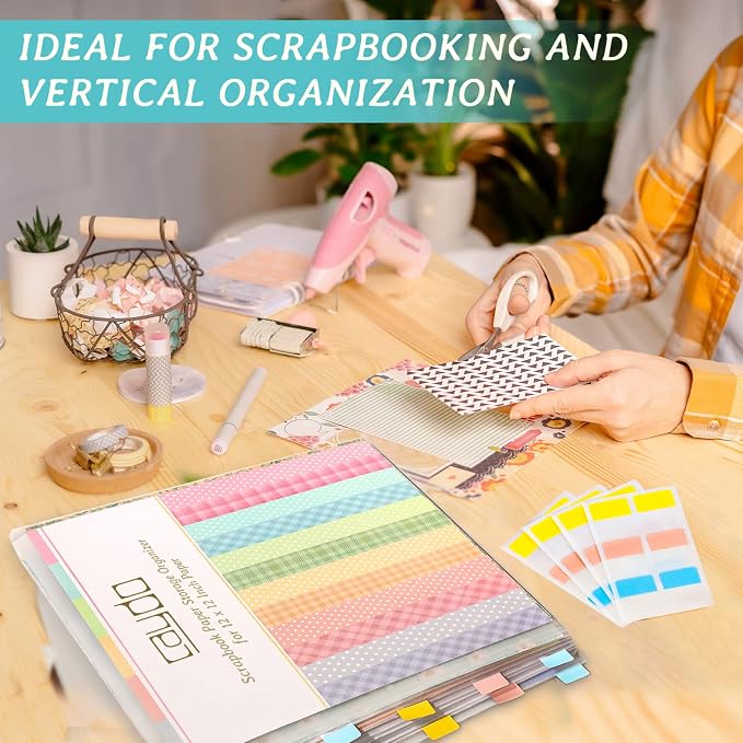Caydo 12 Pcs Scrapbook Paper Storage
