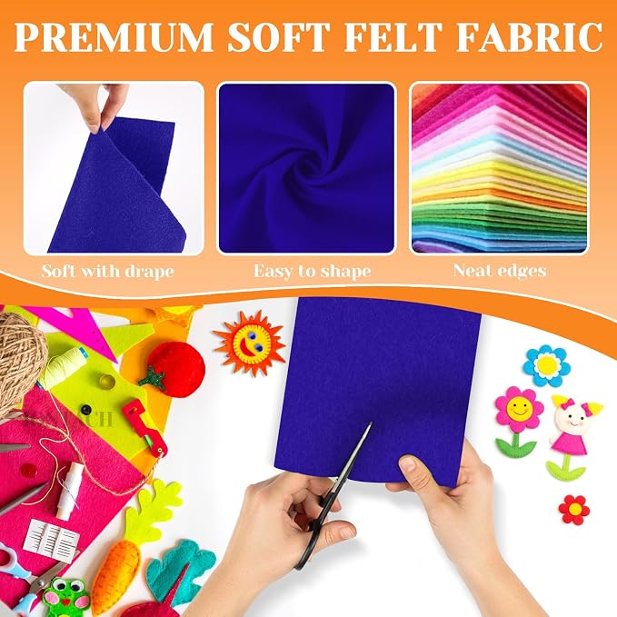 IONTACH 9" X 12" Soft Felt Sheets 1.6mm Thick | Felt Fabric