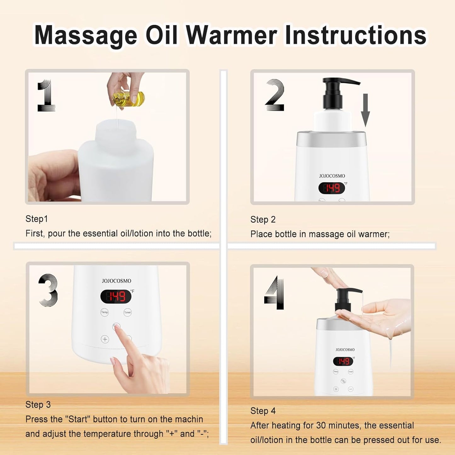 Massage Oil Warmer Professional Lotion Warmers for SPA, Automatic Oil Lotion Cream Warmer For Salon, Home, with Two Oil Bottle Dispenser (White)