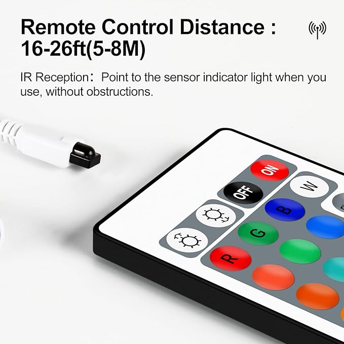 RGBZONE Mini 4 PIN LED Controller, 24 Keys IR Wireless Remote Control, DC 5V-24V RGB LED Light Strips Controller for SMD 3528 5050 5630 Light Strips