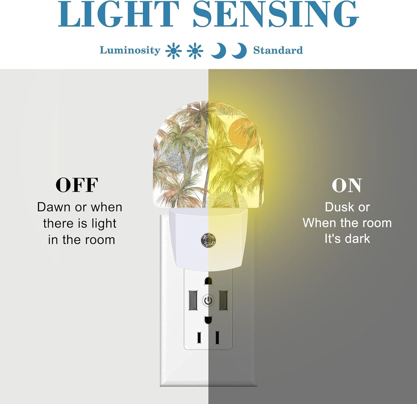 Plug in Night Lights Watercolor Abstract Tropical Jungle Night Light with Dusk to Dawn Sensor Night Light for Kid Girls Boys Women Men Room Decor, Hallway, Kitchen, Bathroom, Nursery, Stairs