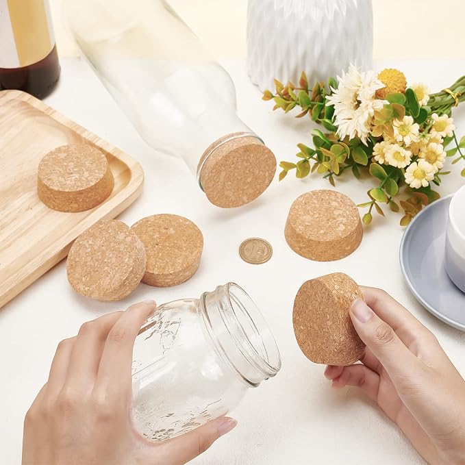 BENECREAT Wooden Cork Bottle Stoppers, 2.2inch Diameter, Wooden Wine Bottle
