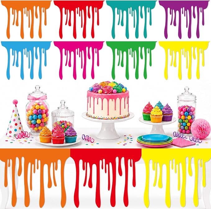 8 PCS Art Themed Party Table Skirt Back to School Felt Table Skirts Colorful