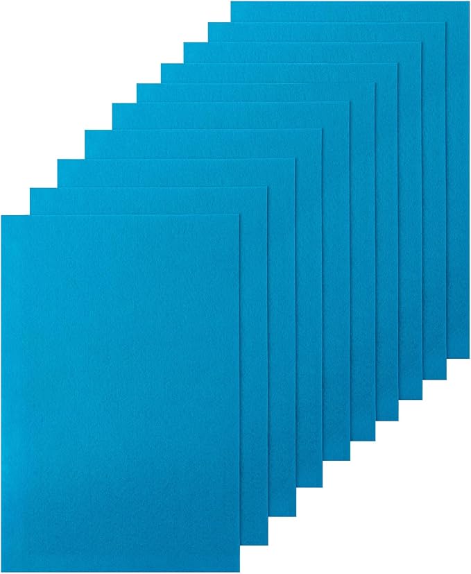 HaoFeiJH 10Pcs Blue Felt Sheets, A4 Size Felt Fabric Sheets, Sewing Felt Squares