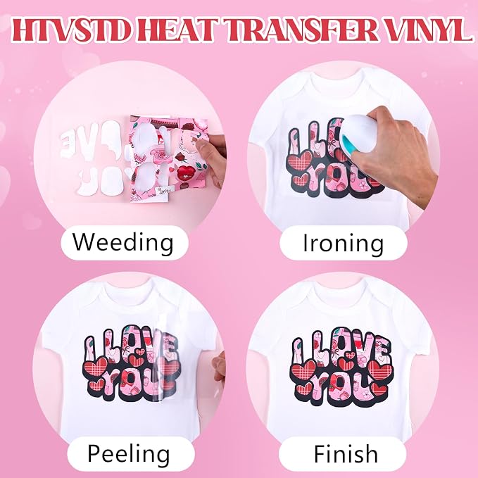 HTVSTD Rose Romantic Heat Transfer Vinyl 10Sheet 12×10in Iron on Vinyl | Rose