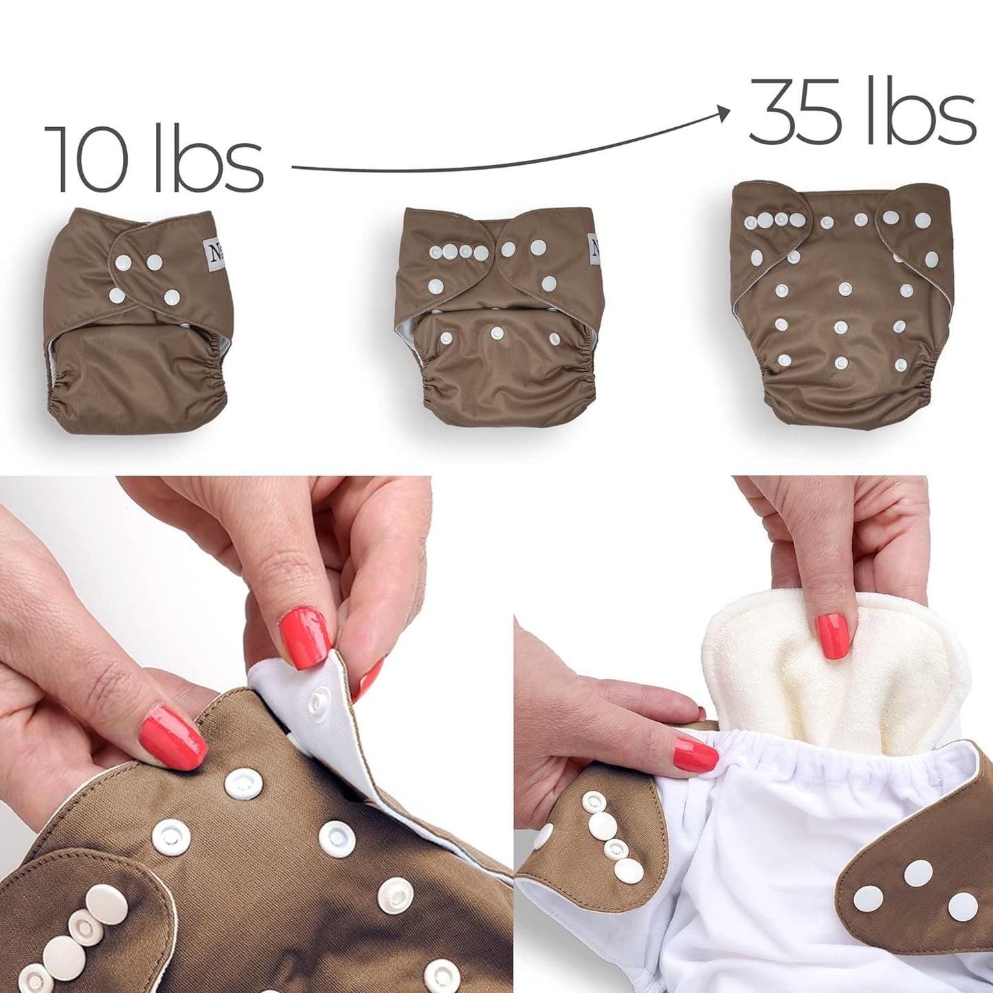 Nora's Nursery Cloth Diapers 7 Pack with 7 Inserts & 1 Wet Bag - Waterproof Cover, Washable, Reusable & One Size Adjustable Pocket Diapers for Newborns and Toddlers - Sunshine & Rainbows