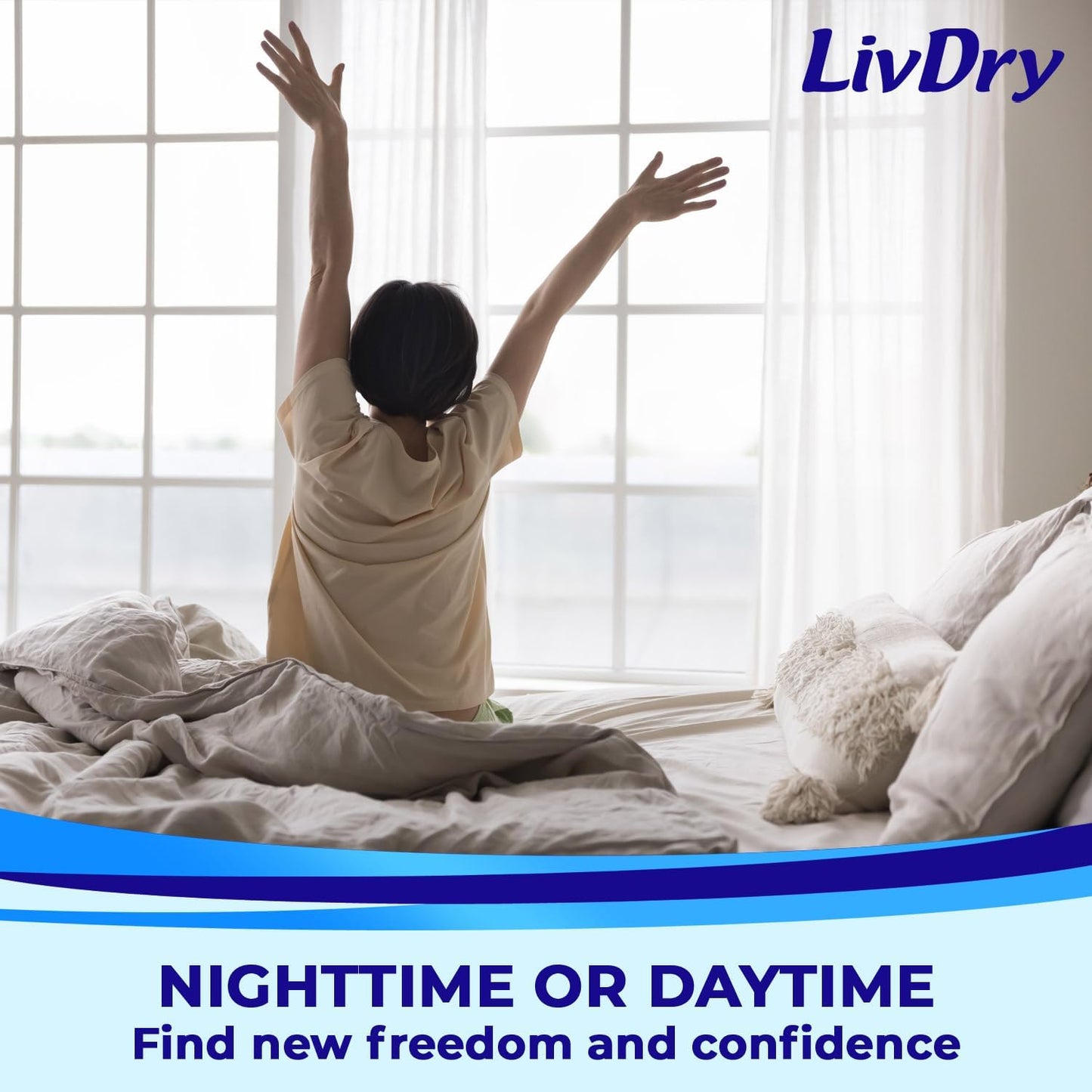 LivDry Adult XS Incontinence Underwear, Overnight Comfort Absorbency, Leak Protection, X-Small, 22-Pack