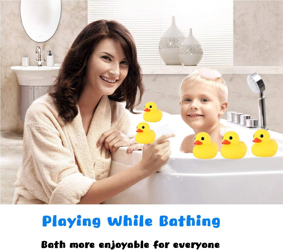Preschool Bath Toys Rubber Floating Squeaky Baby Wash Shower Toy for Toddlers Kids Party Decoration 12 Pcs (Yellow Duck)