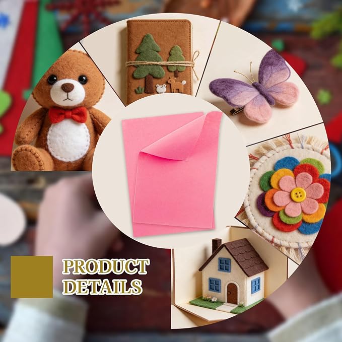 12 Pcs Felt Sheets, 7x11 Inch Stiff Felt