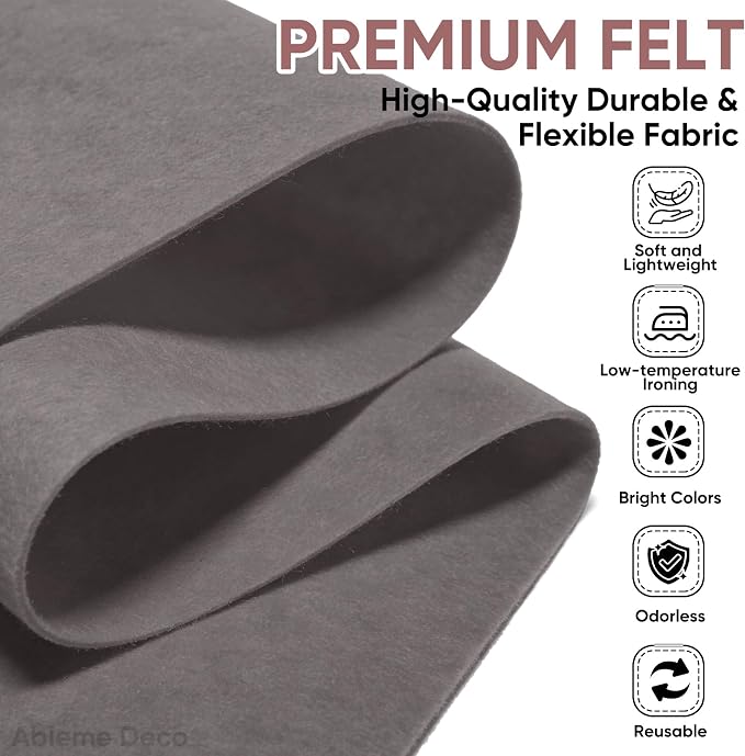 Soft Felt Fabric Sheet 18" x 36", 1.6mm Acrylic Craft Felt, Dark Gray | Soft