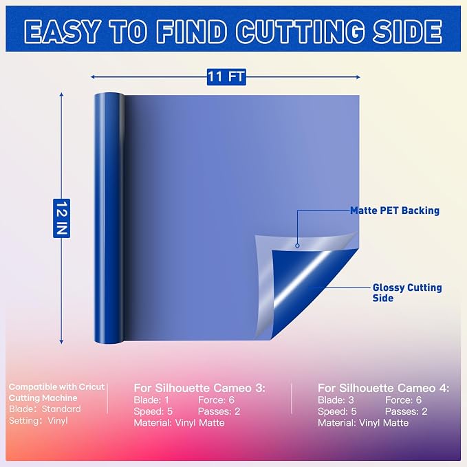 HTVRONT Blue Permanent Vinyl Rolls