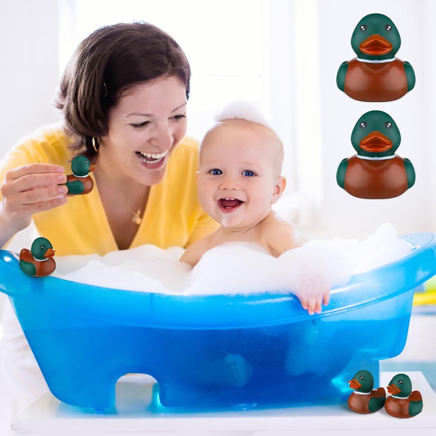 Rubber Duck 2 Inch Duck Bath Floating Rubber Ducky Adorable Party Supplies for Ducky Birthday Party Gift Nature Birds Lovers Hunting Decoration(12 Pcs,Mallard)