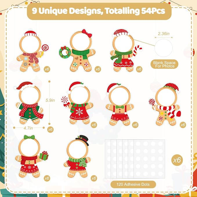 54Pcs Christmas DIY Paper Cutouts, Christmas Gingerbread Man Cut Outs Bulletin