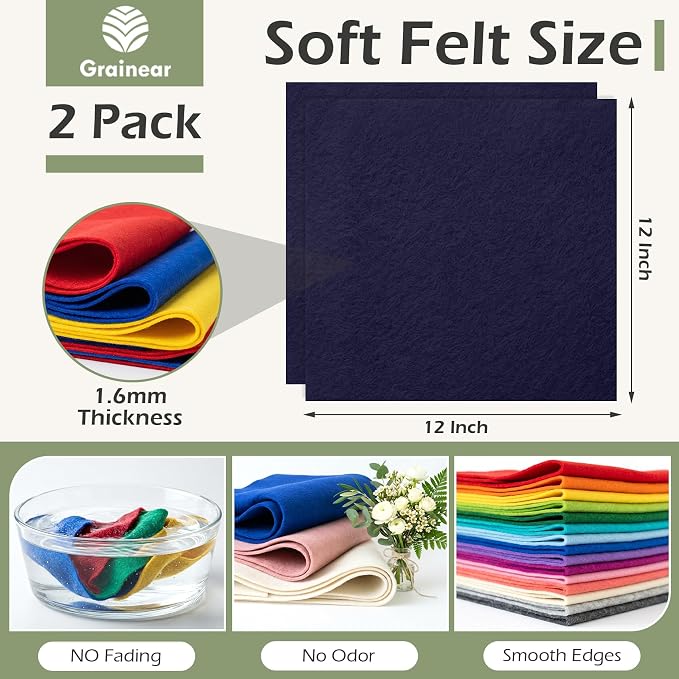 Navy Blue Soft Felt Sheets for Crafts, 1.6mm Thick, Handmade Crafts, DIY