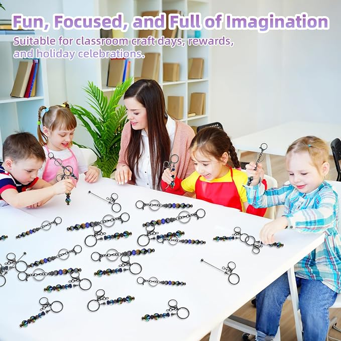 28 Pcs Beadable Keychain Bars