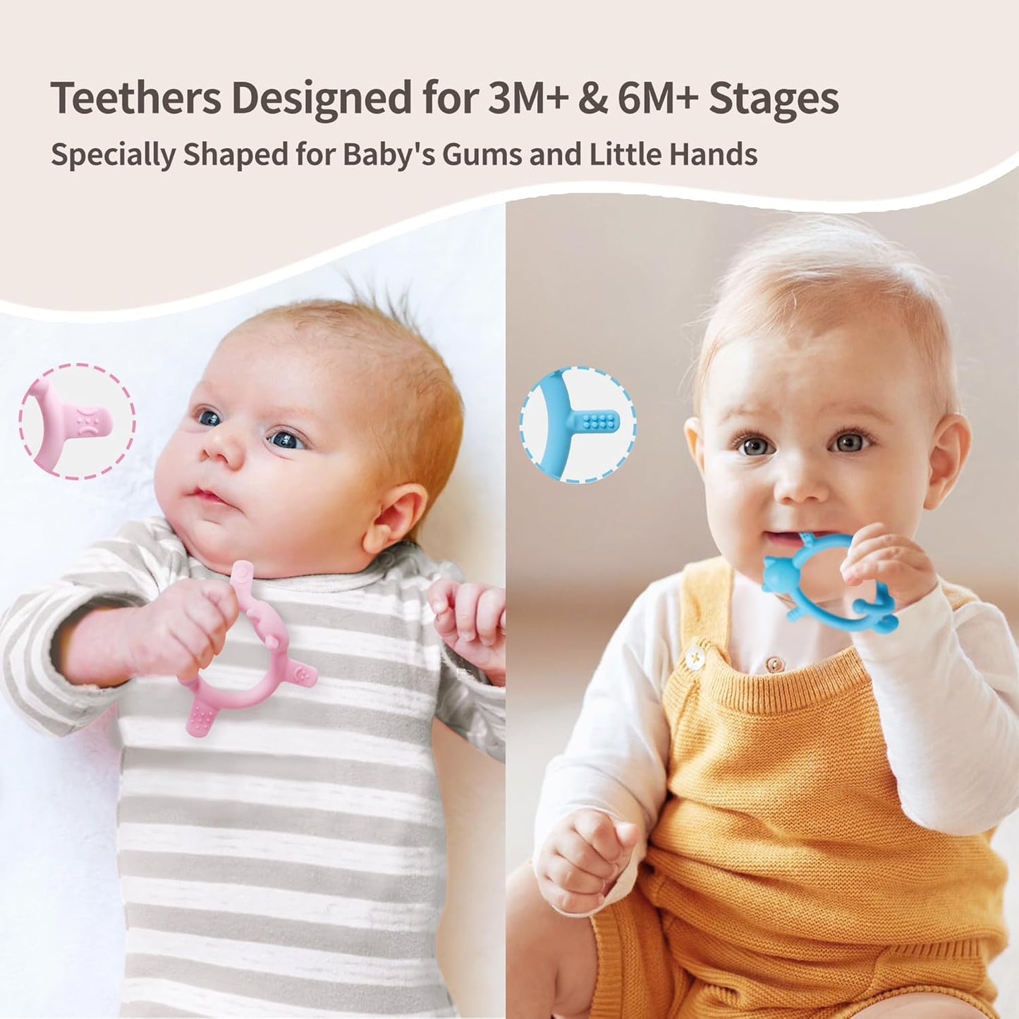 Pigeon Silicone Baby Teether – Multi-Textured Teething Relief Toys, Lightweight & Easy to Grasp, 6+ Months (Orange Deer, 1 Count)