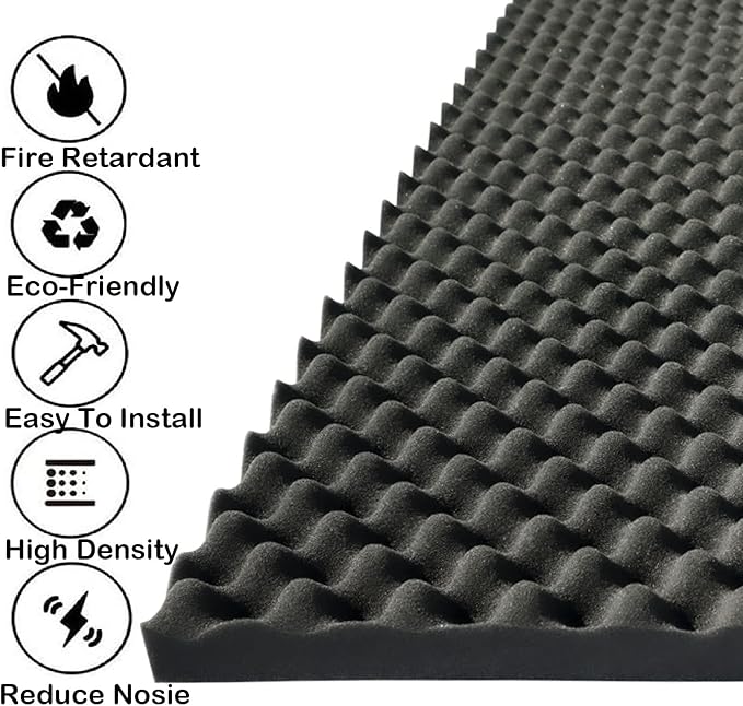 2 PCS Acoustic Panels, High Density Fireproof Noise Cancelling Foam Studio Foam