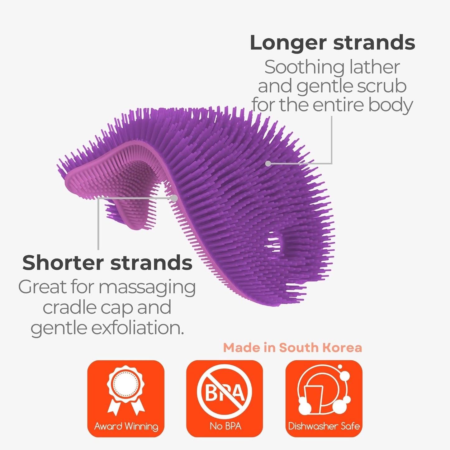 Innobaby Bathin' Smart Silicone Sensory Fish Bath Scrub for Babies and Toddlers - Purple