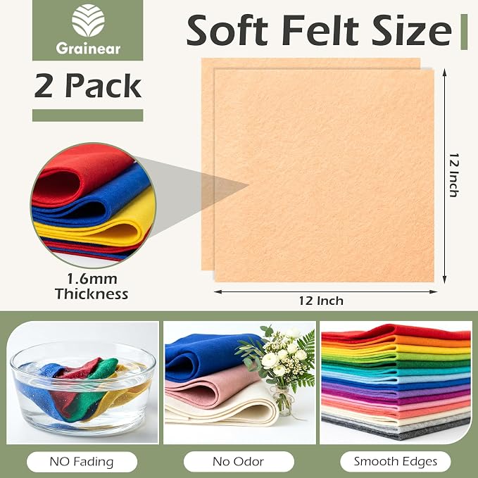 Cream Blush Soft Felt Sheets for Crafts, 1.6mm Thick, Handmade Crafts, DIY