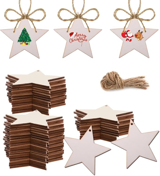 50PCS Unfinished Wood kit with Holes, Wood Slice