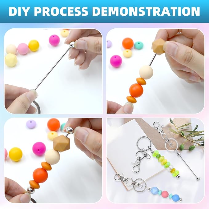 40 Pcs Beadable Keychains Bulk Kit – DIY Keychain Making Supplies
