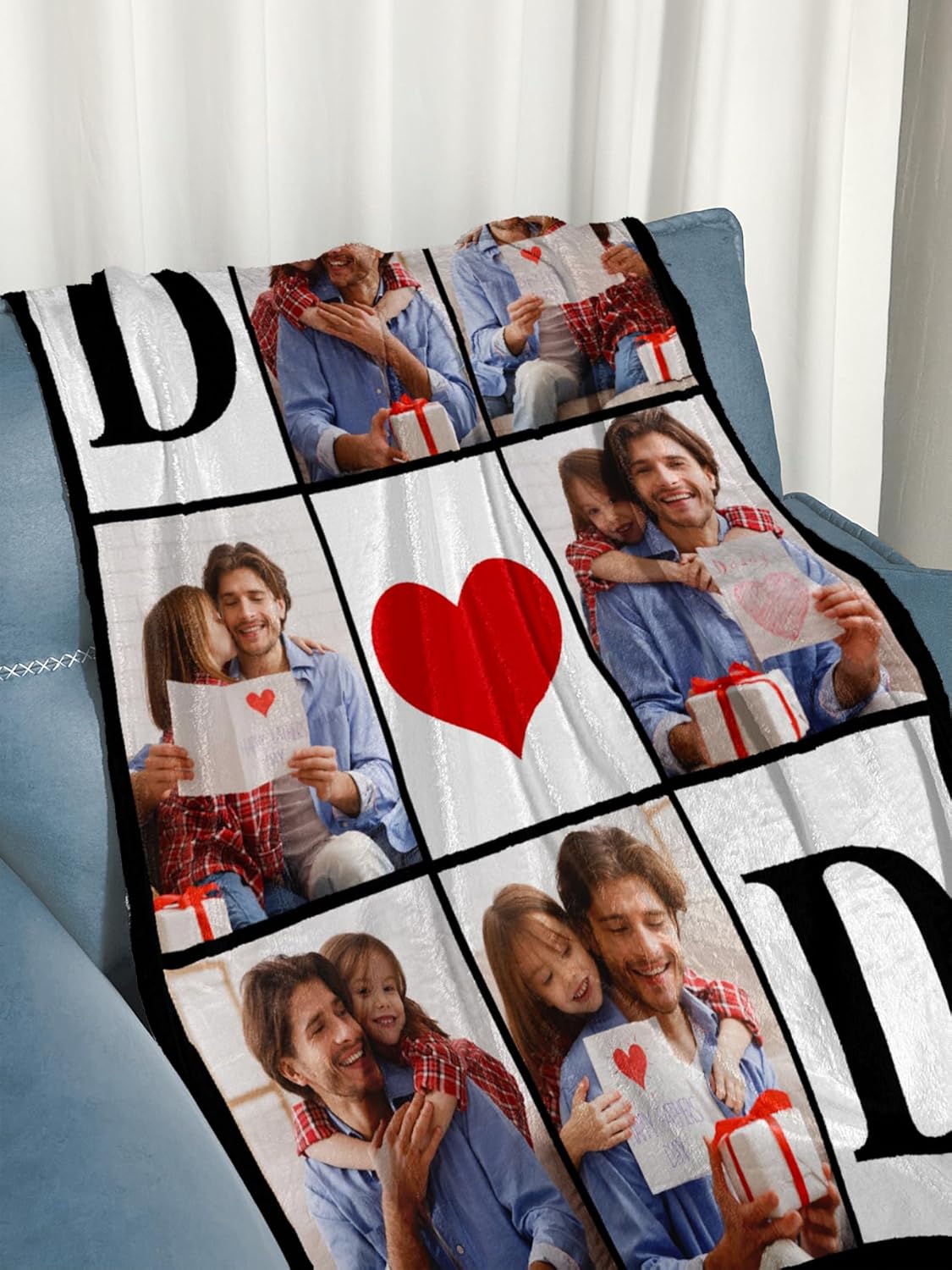 Gifts for Dad Custom Blankets with Photos Personalized Photo Blankets with Picture for Dad, Customized Throws Blanket Gifts for Fathers Day Birthday, 60 * 80in