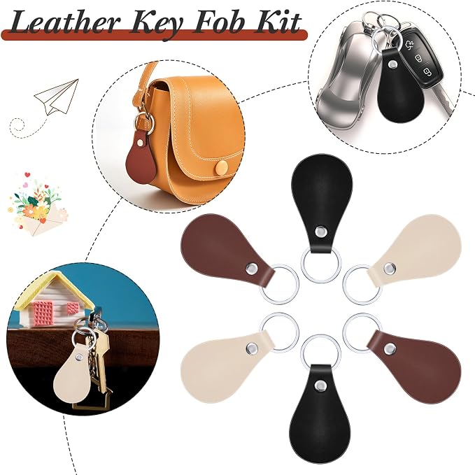 Taiyin 30 Pcs Leather Key Fob Kit