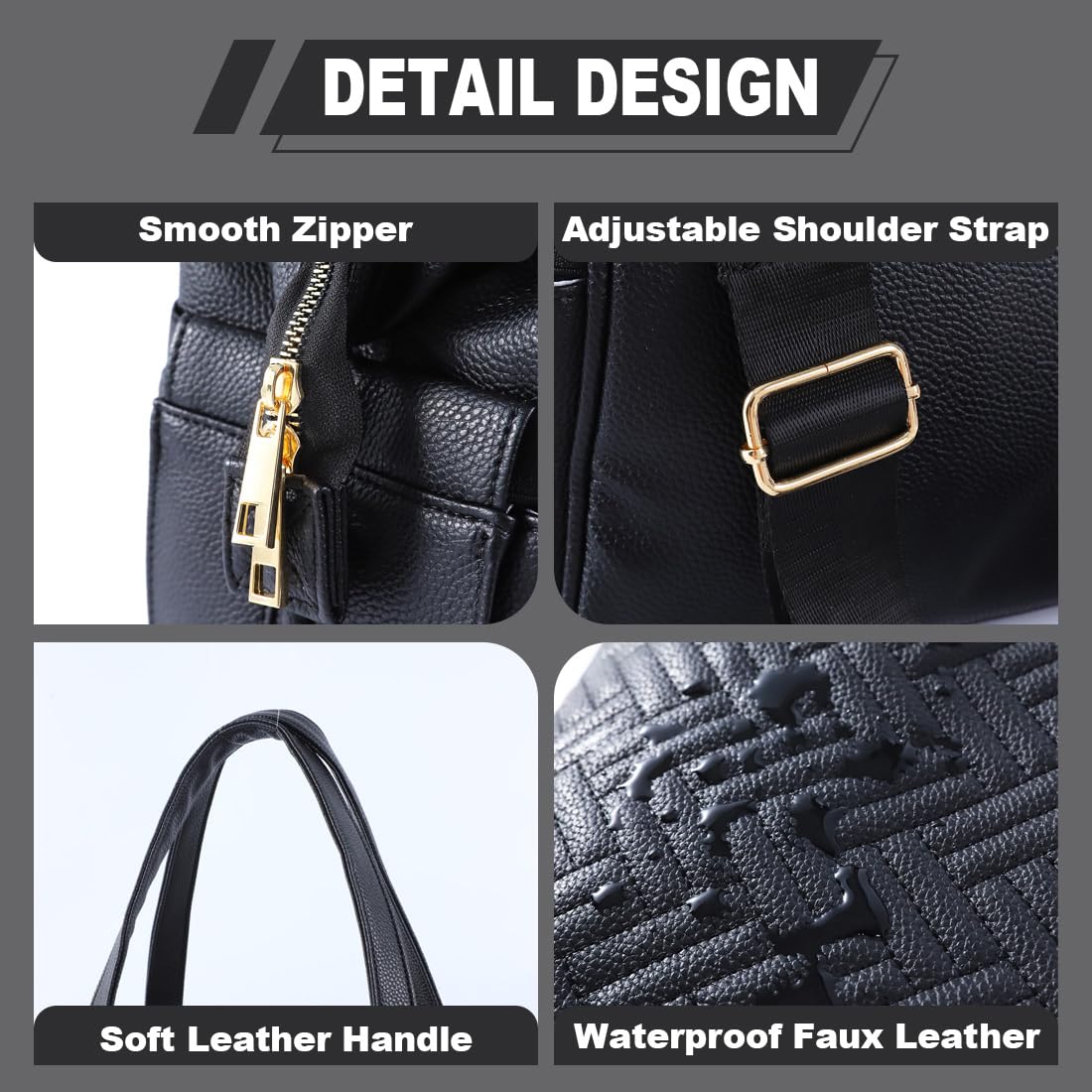 Diaper Bag Tote, with 12 Pocket Mom Bag, 16" Large Leather Baby Bags Convenient to Carry Diapers, Wet Wipes, and Bottles (Black)
