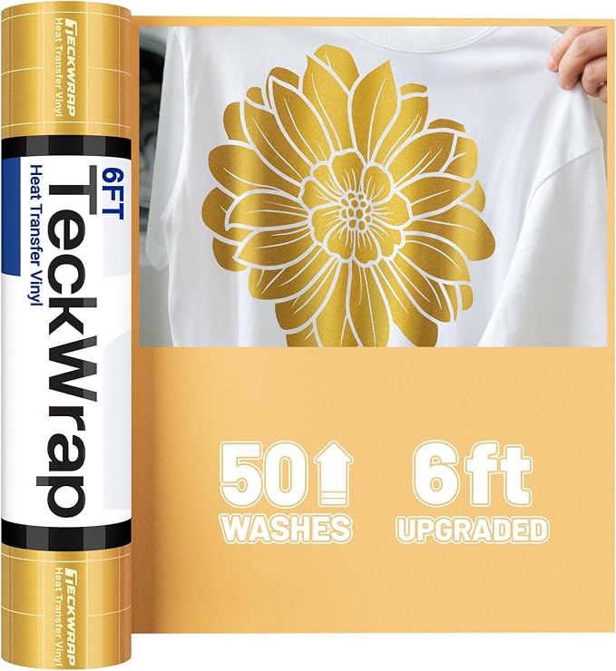 TECKWRAP Heat Transfer Vinyl for T-Shirts, 50+ Washes, REACH Certified & Dryer