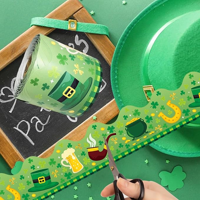 69 Feet St Patricks Day Bulletin Board Borders Lucky Shamrock Clover Rainbow