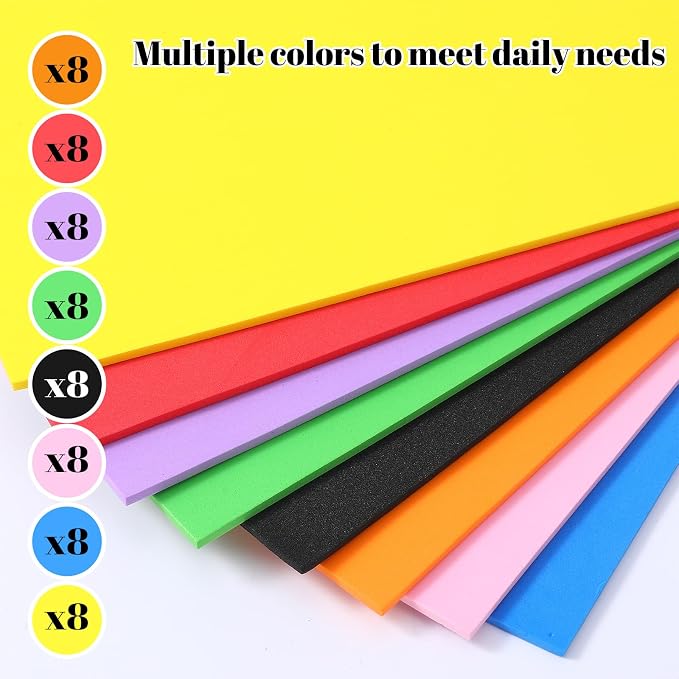 MAQUITA 48 Pcs 3mm Craft Foam Sheets, 6x9 Inch EVA Embroidery Puff Foam
