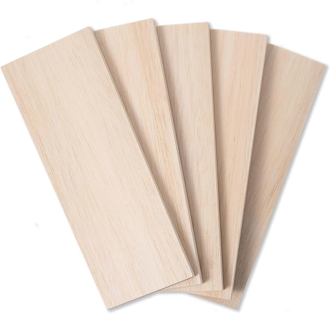 Balsa Wood Sheets 1/2" Inch Thick 12" x 4" Unfinished Wooden Board by Craftiff