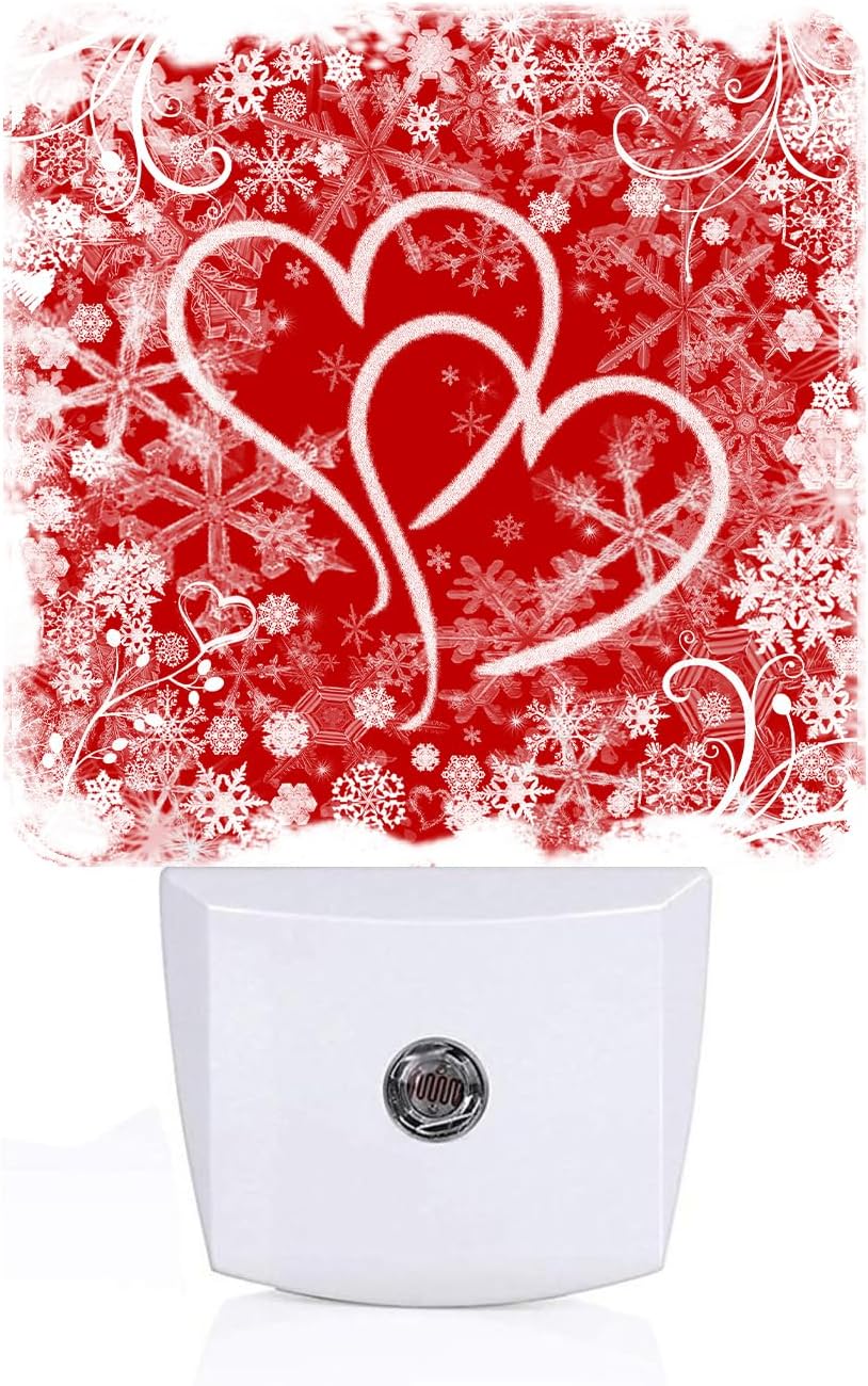 Red Sweet Hearts Night Light,Plug Into Wall with Dusk to Dawn Light Sensors, Warm Nightlights for Bedroom, Bathroom, Hallway, Kitchen, Gifts Ideal for Boys Girls Women Men