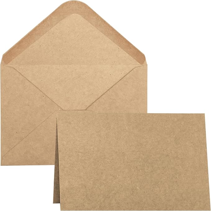 50 Pack Blank Cards and Envelopes 4x6, Folded Cardstock
