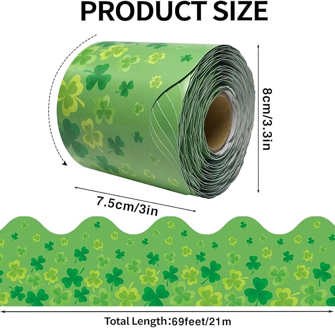 69 Feet St Patricks Day Bulletin Board Borders Lucky Green Shamrock Clover