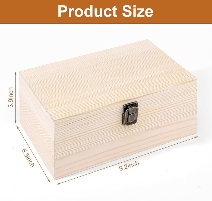 WSICSE 2 Pack Unfinished Wood Boxes