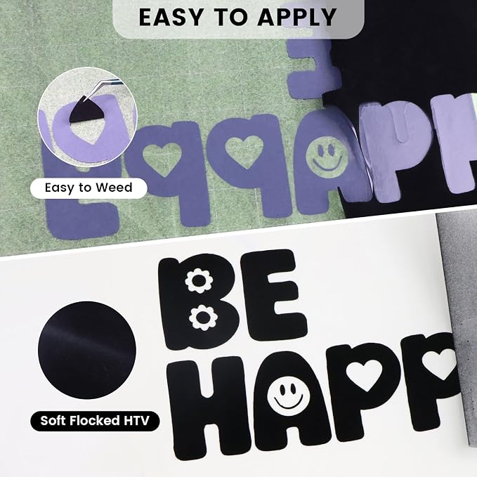 Flocked HTV Heat Transfer Vinyl, Flocked Iron on Vinyl