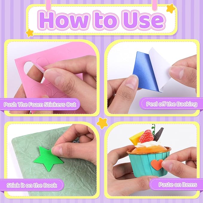 600Pcs Foam Stickers Foam Shape Stickers