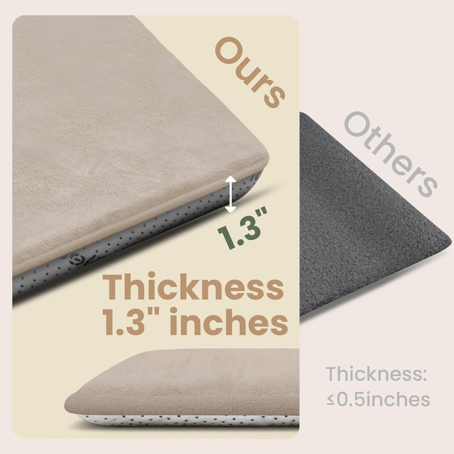 Baby Play Mat for Floor,1.3" Thick Elasti-Foam 50"×74" Playpen Mat for Tummy Time,Water Repellent Soft Coral Velvet for Toddler,Infant,Kids,Non-Slip Backing Safe for Crawling(Beige)