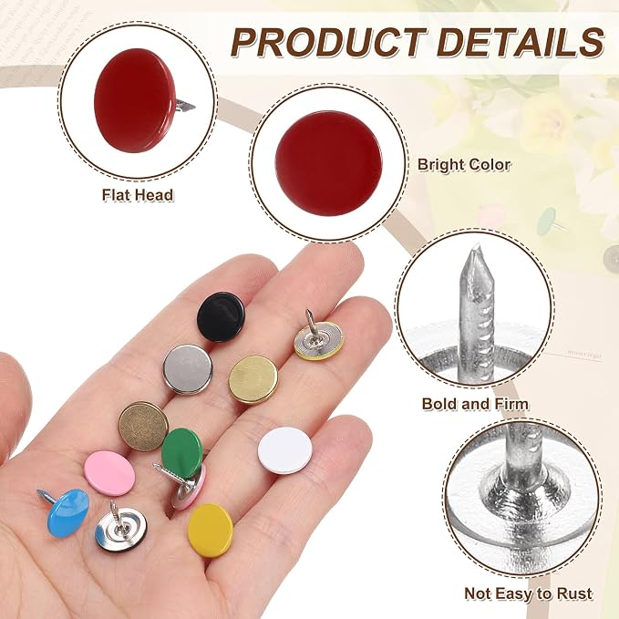 uxcell 150Pcs Upholstery Tacks, 11mmx10mm Flat Head Thumb Tack Decorative