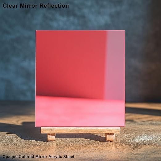 8x8 Inches Pink Mirror Acrylic Sheet – 2 Pcs Reflective Acrylic Panel