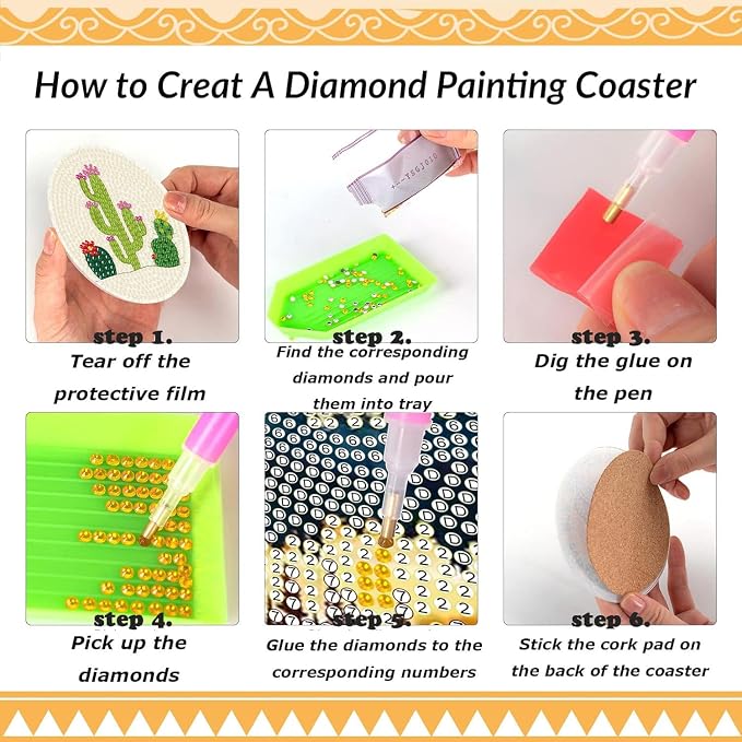 Clendo 8 Pcs Diamond Art Kits for Adults Coasters