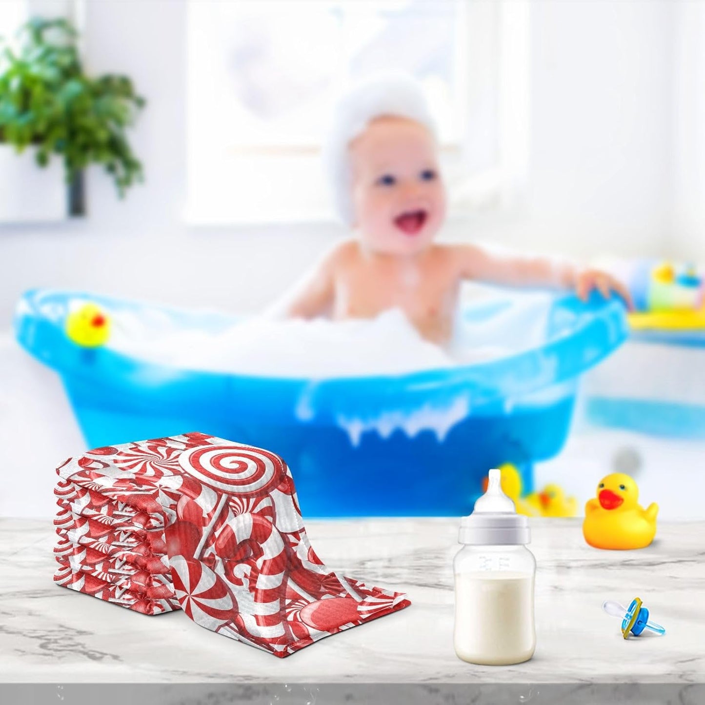 Christmas Candy Cane Muslin Burp Cloths Baby Burp Cloths for Boys Girls Sugar Sweet Gift Baby Muslin Washcloths Baby Essentials for Newborn Soft Absorbent 12x12in, 3 Pack