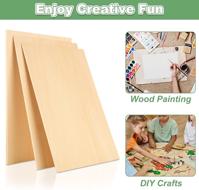 18pcs 12 x 15.7 x 1/8 Inch Plywood Basswood Sheets, 3 mm Unfinished Plywood