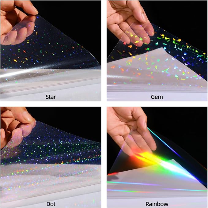 36 Sheets Holographic Laminate Sheets Clear Self Adhesive Sticker Paper |