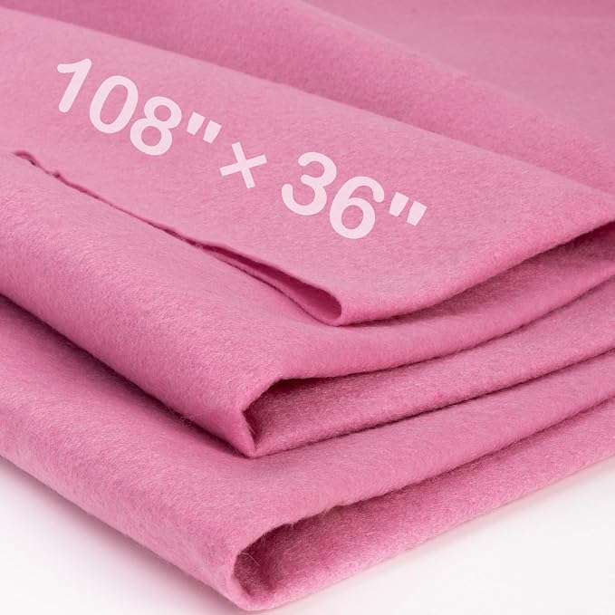 XSEINO Dust Pink Large Felt Fabric 108" X 36 ", 1.4 mm Thick Soft Felt Fabric